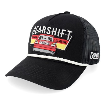 Gearshift - Nero trucker Cappellino - Slammed German Classic Car Rope Black A-Frame Trucker @ Hatstore