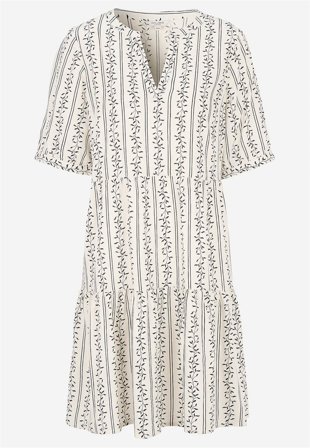 Cellbes of Sweden - Kjole med volant i lys beige / mønstret til damer i størrelse 62/64