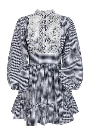 Seersucker Mini Dress Navy Checks XS