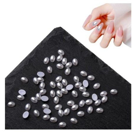 1200 kpl valkoisia kynsikoristeita litteä pohja kuu/soikeat muodot 3d kynsikoristeet matta