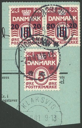 Færøerne - AFA 3 stemplet på klip