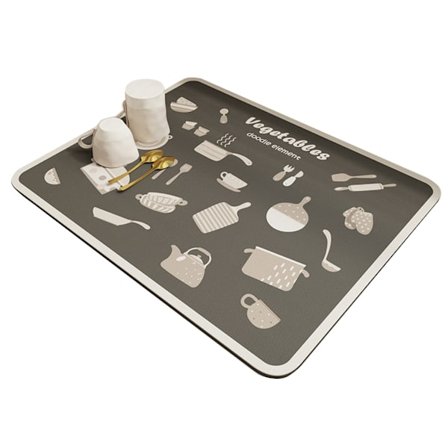 Vandabsorberende Afløbsmåtte Bordplade Tørremåtter Trykte Afløbsunderlag Køkkenbord Service Dækkeservietter til Badeværelse