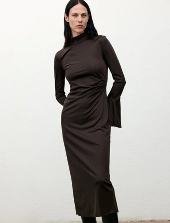 Mango Fitted Dress With Bell Sleeves - Brown - L
