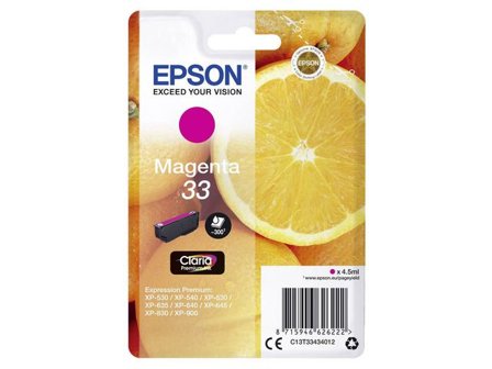 Epson Bläckpatron 33, C13T33434012, Orange, Claria Premium, magenta, singelförpackning - Lyreco - Toner och bläck - Bläckpatroner - Bläckpatroner 