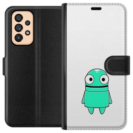 Yhteensopiva Lompakkokotelo Samsung Samsung Galaxy A53 5G Turkoosi piirroshahmo isoilla silmillä ja iloisella persoonallisuudella yksinkertaisessa ku