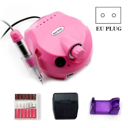 Elektrisk Neglefil Sæt Manicure Poleringsmaskine Slibning Pink EU Stik