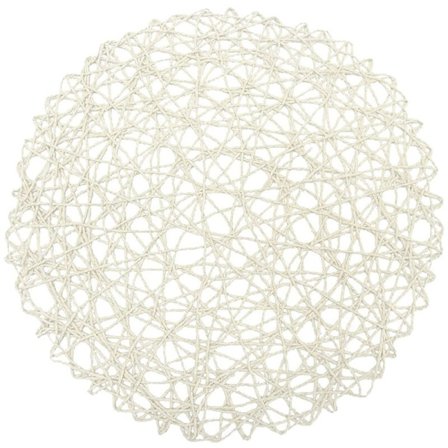 Runda vävda pappersunderlägg Naturliga flätade dekorativa pappersfiberfestmattor Dekor 15 tum Set med 12 (Vit)
