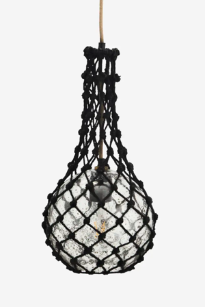 Madam Stoltz Lampe Jute Sort Ø20xH40