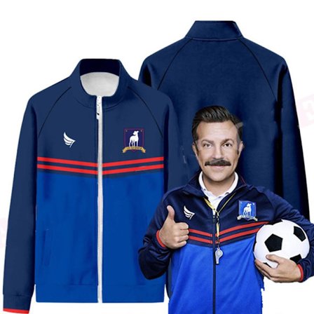 Ted Lasso Sæson 2 Fodboldtrøje Vintermode Mænd/Kvinder AFC Richmond Cosplay Harajuku Cardigan Ståkrave Lynlås Jakke