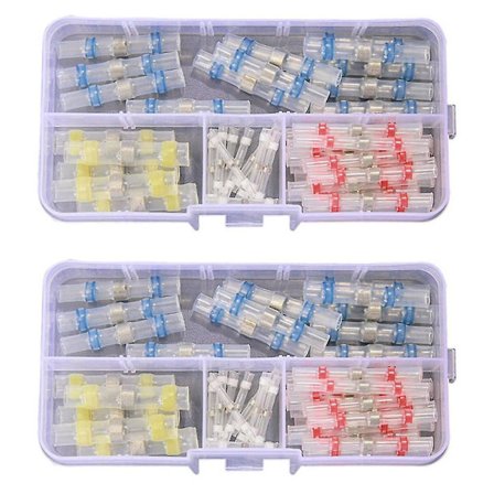 100 kpl Liitäntäliittimet Kuumanahka Soldering-liittimet Juotoshiha Putki Johdin Eristetty Butt-liittimet