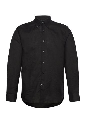 Reg Fit Bd Signature Linen Designers Shirts Casual Black Oscar Jacobson
