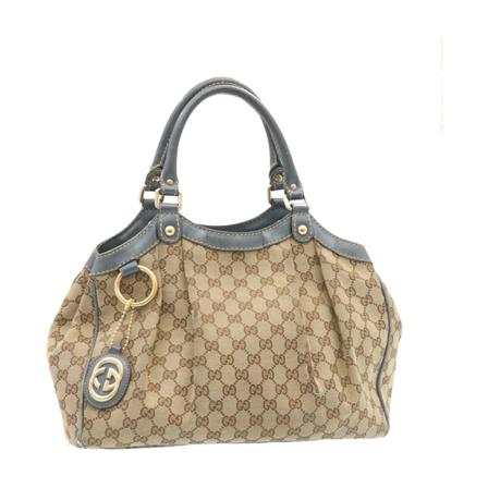 Gucci Vintage, Pre-owned canvas Handbag Bruin, Dames, Maat:ONE Size,leer