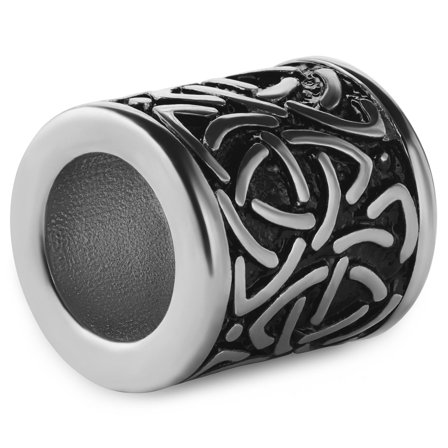 Silver-tone Celtic Knot Pattern Beard Ring for Men - Beard rings & beads