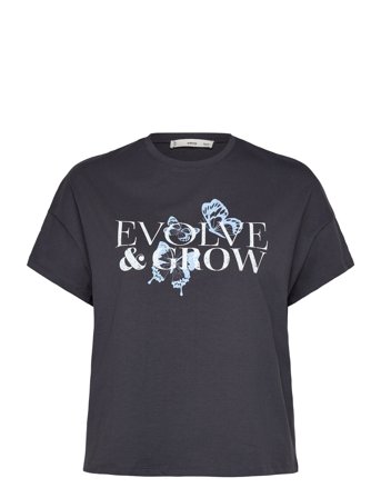 Mango Cotton T-Shirt With Printed Message - Black - S