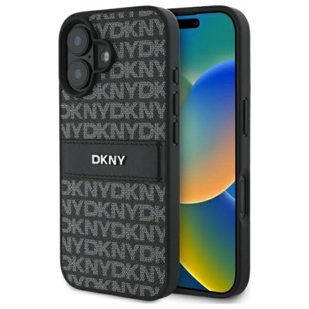 DKNY Texture Pattern Tonal Stripe iPhone 16-etui - svart