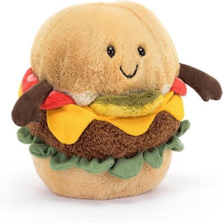 Jellycat Amuseables - Plyslegetøj, 25 cm, Udstoppede Madlegetøj, Sjov Gaveidé Hamburger