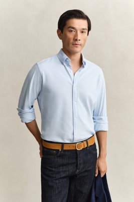 GANT - Jersey Stretch Piqué-skjorte til herre capri blue