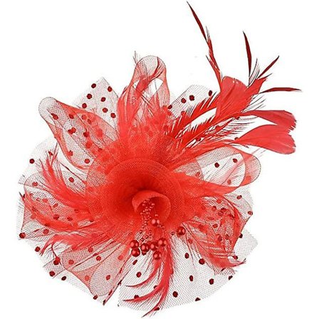 Punainen Fascinator Hat Feather Wedding Ladies Day Headband Ja Clip Cocktail Tea Party Hat Tytölle Ja Naisille