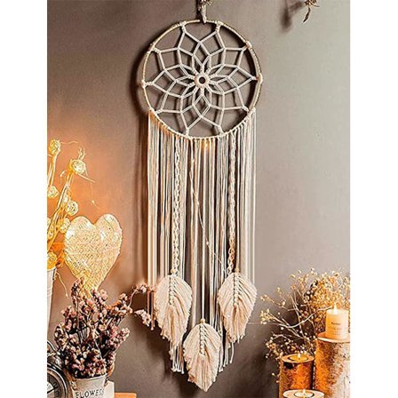 Mitsuba-Nice Dream Attrape Reve Geant Attrape Reve with Woven Feathers for Wall Hanging, Handmade, Bohemian, Home Decor, Gift, 85 x 25 cm