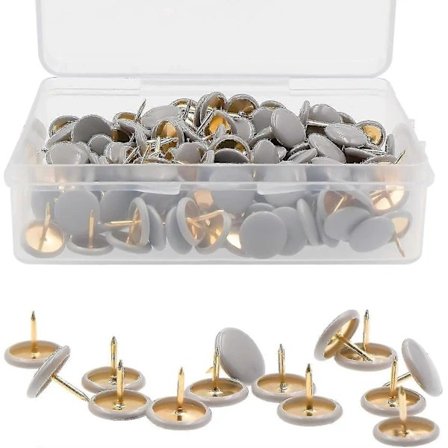 200 stk. tegnestifter, grå plast, runde hoveder