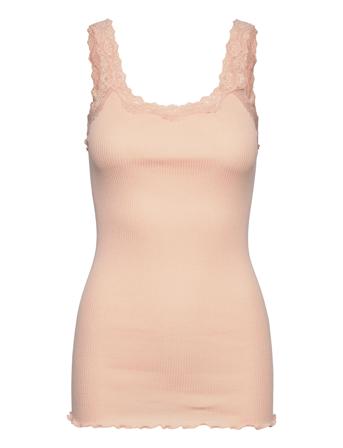 Silk Top W/ Lace T-shirts & Tops Sleeveless Rosa Rosemunde*Betinget Tilbud