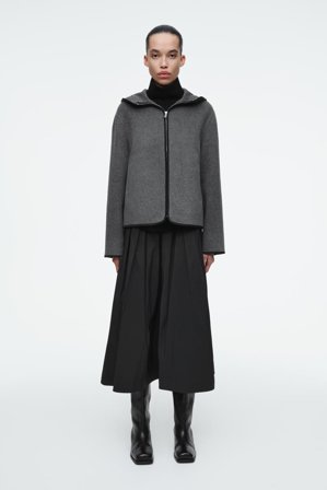 COS Hooded Double-Faced Wool Jacket in Grey - Women