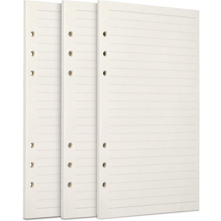 A6-påfyllningspapper, 3 förpackningar 100GSM tjockt påfyllningsbart papper 6 håls fyllmedel Insätt lösa papper 135 ark (270 sidor)