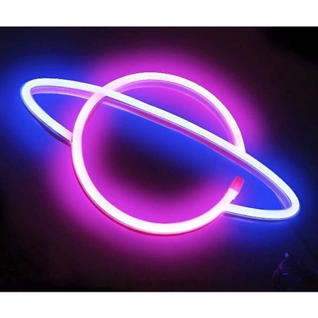 Planet Illuminated Signs - LED Planet Neon Lys Rosa / Blå Planet Neon Skilt Vegglamper