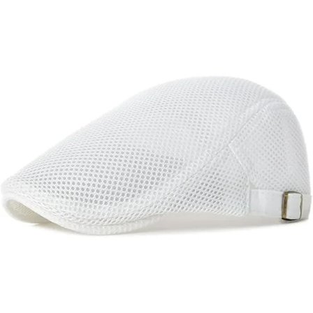 Flat cap, Ivy hat, taxachaufførkasket, justerbar herre sommerhat i ventilerende mesh, hvid.