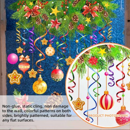 Julevinduesklistermærker med julemotiv - Dobbeltsidede glasdekorationer til vinterhjem og fest