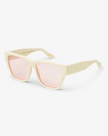Sunglass 11 - Ivory White Solid - Light Pink - One Size
