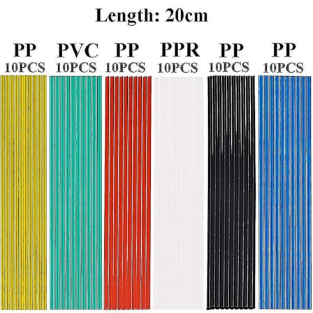 60 stk. svejseplaststænger til reparation af plast - svejsestænger til bilkofanger, reparation af plast med varmluft