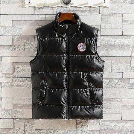 Herre Høst- og Vintervest Ensfarget Bomulls Dunvest Svart M