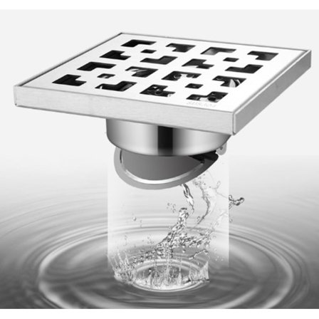 Rustfrit stål kvadratisk afløbsrist til bruseniche med stor kaliber anti-tilstopning afløb 10*10cm