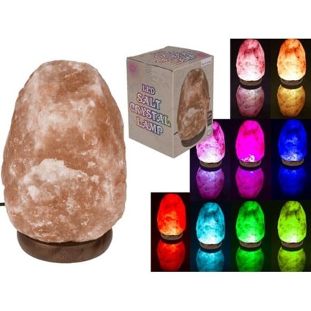 LED-saltlampe med farveskiftende lys 10 x 13 cm