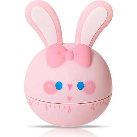 Visuel Timer til Børn, Køkken Klasseværelse 60 Minutters Nedtællingstimer, Kontor Tidsstyringsværktøj til Børn, Stille Drift, Kaninmønster