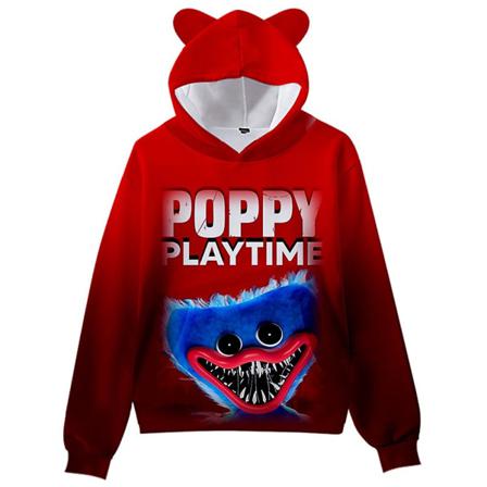 Poppy Playtime Huggy Wuggys Kids Cat Ear Hoodie Träningsoverall Toppar B 150cm