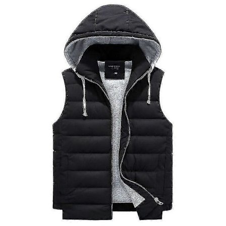 Herre 4xl-8xl Parka Hætte Vest Vinter Efterår Ny Tyk Varm Casual Vindjakke Baggy Vatteret Overtøj Vest Ærmeløs Jakke 5XL FARVE Sort Vest