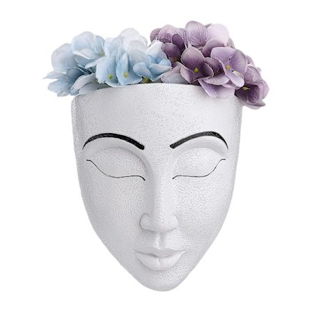 Seinälle kiinnitettävät kasvojen ruukut, kasviruukut pääruukku hartsi, sisäseinäkoristeluun, ainutlaatuiselle naispäälle ruukku kasvot valkoinen