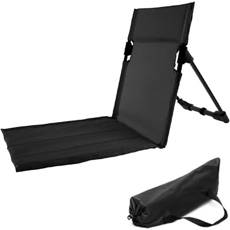 Sort bærbar stol picnicstol fiskestol udendørs stol ultralet camping klapstol med ryglæn, udendørs le