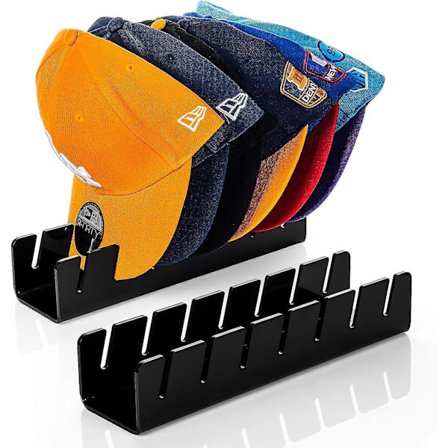 Hattehylle for baseballcaps, display og organizer - 2 stk, ingen installasjon, akrylhatteholder for baseballcaps for soverom, skap, kommode