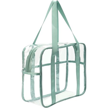 Gennemsigtig taske, transparent kosmetiktaske, toilettaske, letvægts vandtæt organizer, stor opbevaring grøn