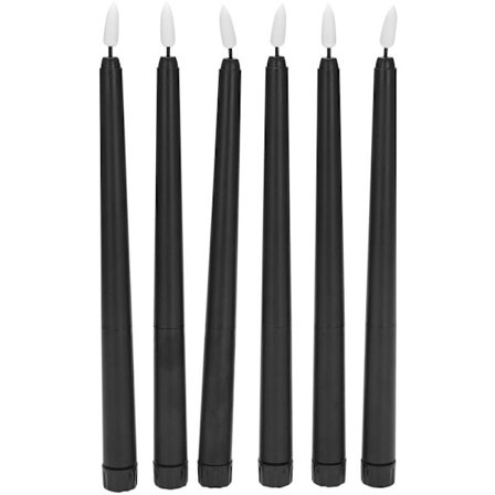 Pakke med 6 sorte LED fødselsdagsstearinlys, batteridrevne flimrende gule LED Allehelgensdag stearinlys