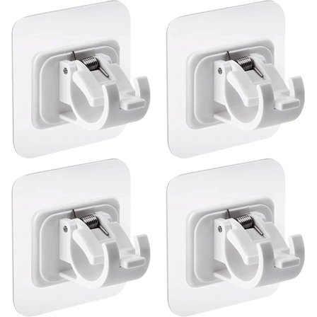 6 * 6 valkoinen 4-osainen verhotangon tarrakiinnike, läpinäkyvä verho