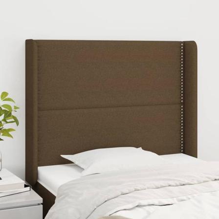 Vidaxl Huvudgavel Med Kanter Mörkbrun 83x16x118/128 Cm Tyg Brun