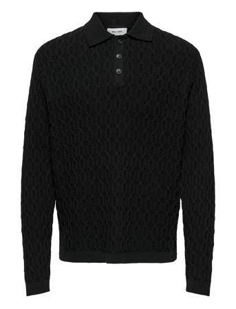 Onsleonard Life Reg 7 Polo Knit Cs Tops Knitwear Long Sleeve Knitted Polos Black ONLY & SONS