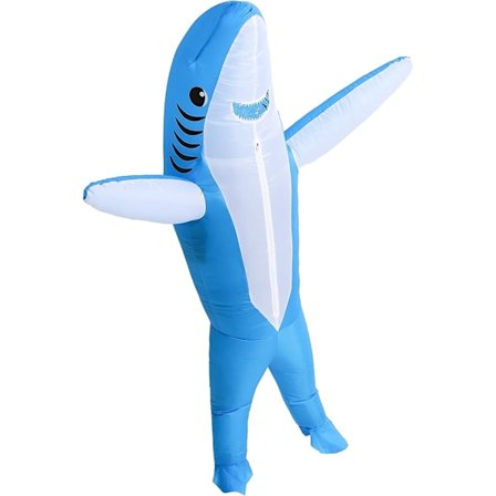 Oppblåsbar Hai-Kostyme, Blås Opp Kjever, Jumpsuit, Fantomi, Morsom Carcharias-Kostyme for Cosplay-Fest (Blå Hai)