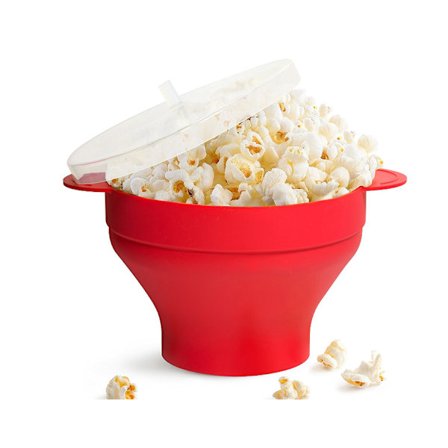 Hoppa-Majs Skål i Silikon, Röd, Vikbar