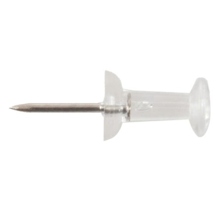 100 stk. tegnestifter, gjennomsiktig farge, 9,5 mm, korktavle, kontor