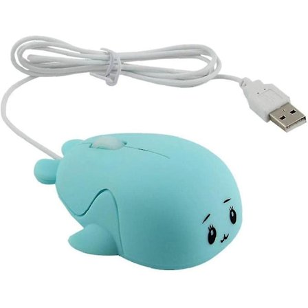 Trådløs mus, tegneseriefigur, USB-datamaskin, optisk mus, ergonomisk design, mus for PC, bærbar PC, kontor, jentegave (blå) (1 stk.)